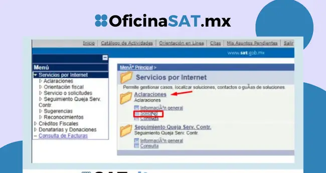 solicitud aclaracion sat